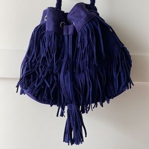 Fringe Suede Bucket Bag